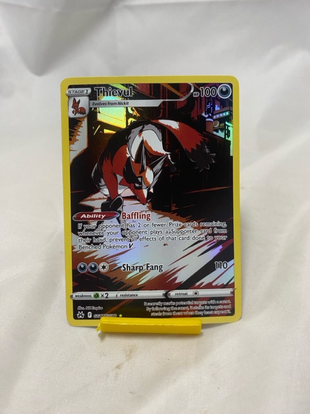 Pokemon Thievul GG17/GG70 Crown Zenith Galarian Gallery Card Holo Rare NM
